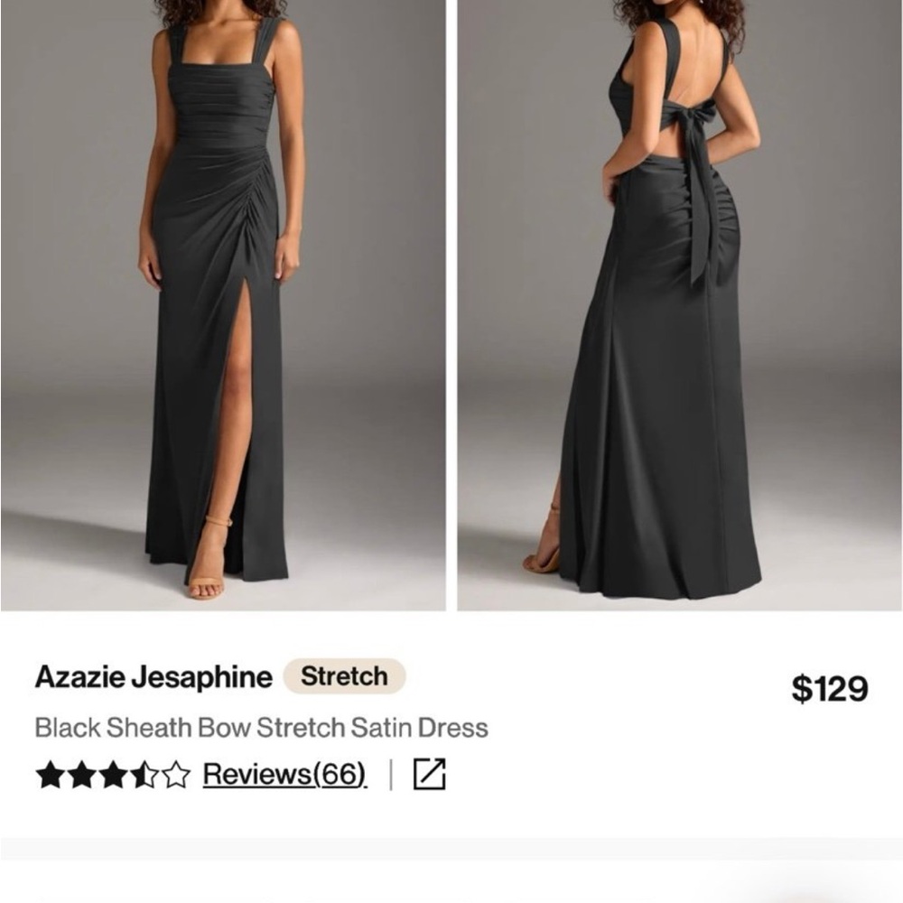 Azazie Jesaphine Black Stretch Satin Dress